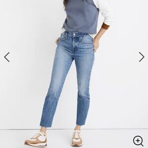 Madewell The Perfect Vintage Jean Size 28 Straight Leg High Rise Raw Hem Preppy